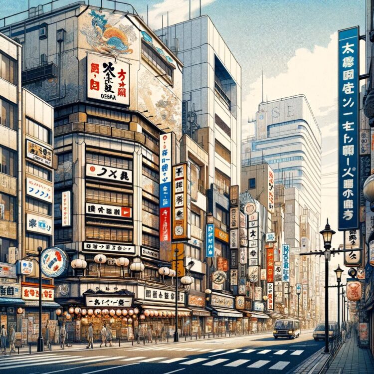 関西方言の大阪の街並み　